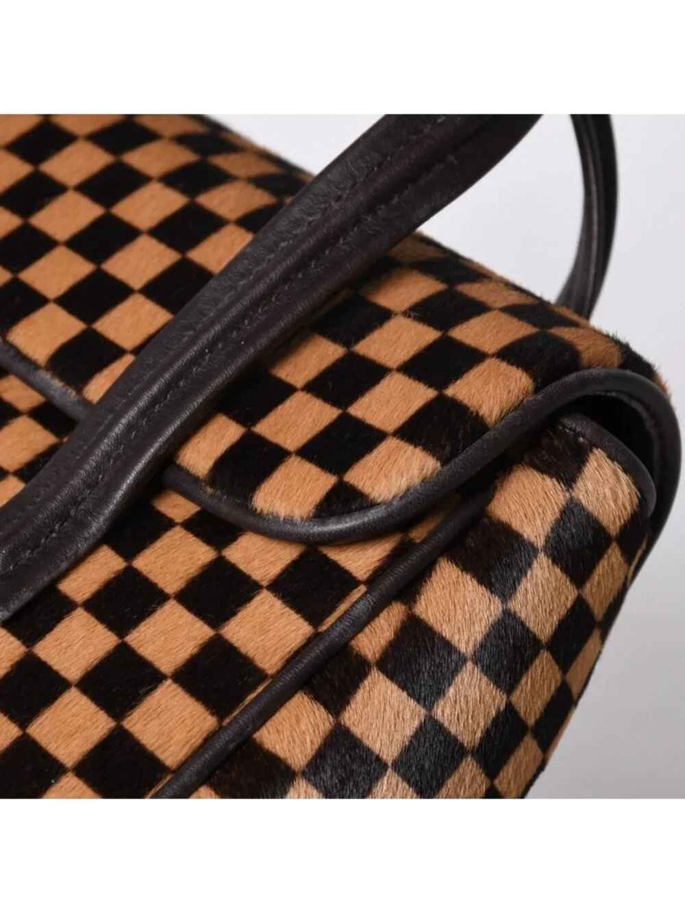 Louis Vuitton Lion Handbag Brown Leather Damier Sauvage Gold